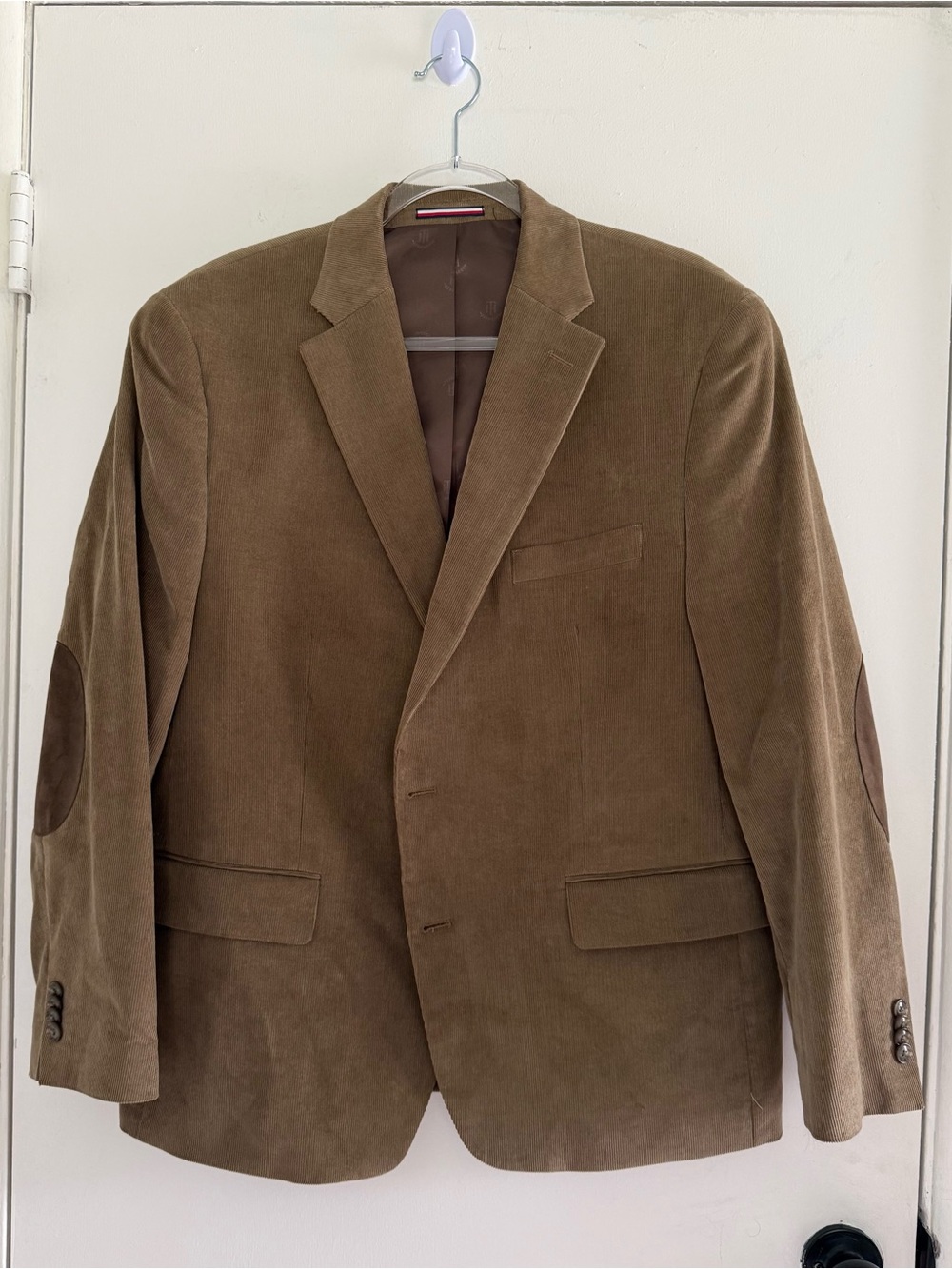 Tommy Hilfiger Men’s 44S Brown Corduroy Blazer Sport Coat Elbow Patches